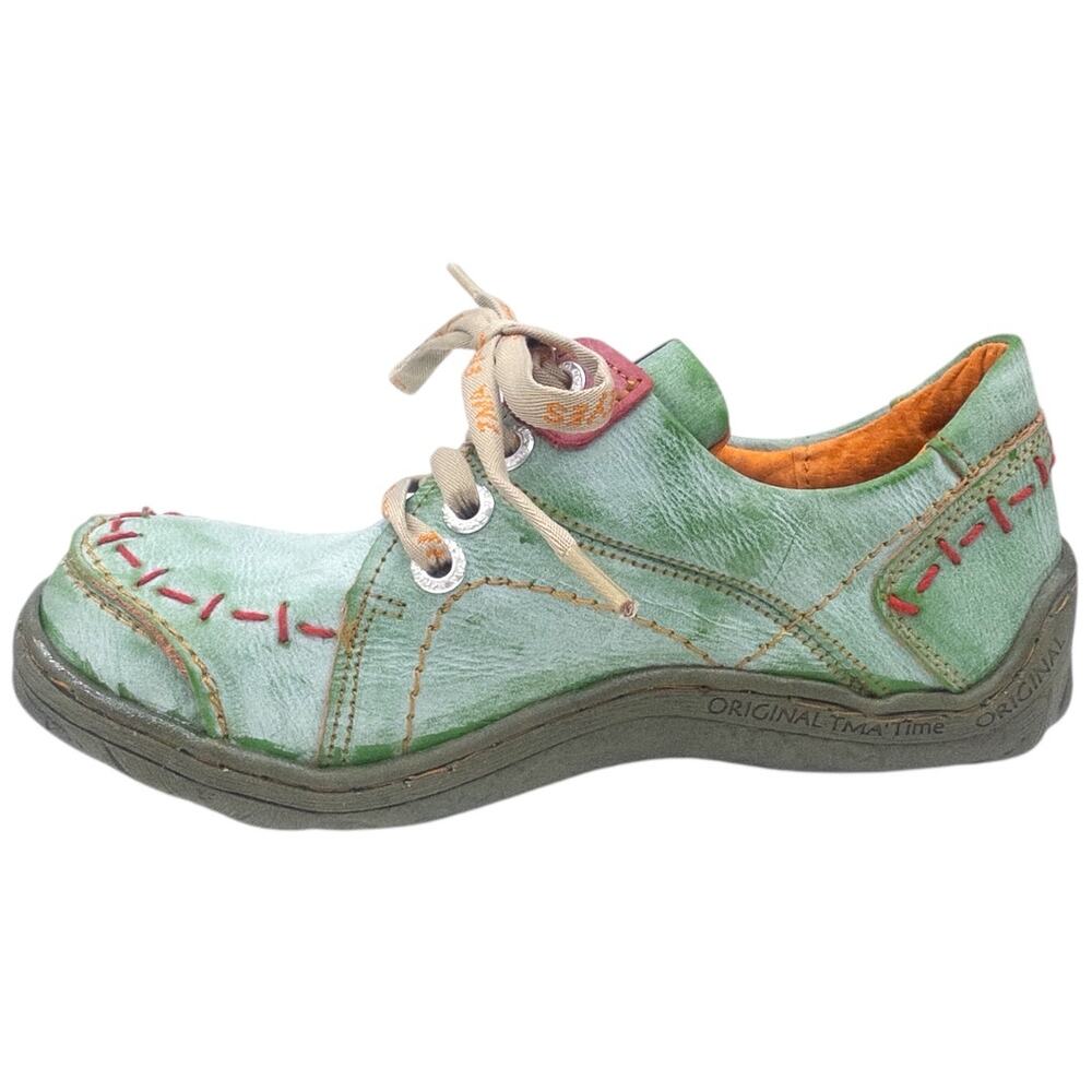 TMA EYES Women's Leather Comfort Sneakers Walking Shoes Women's 8.5 Green - Picture 3 of 8